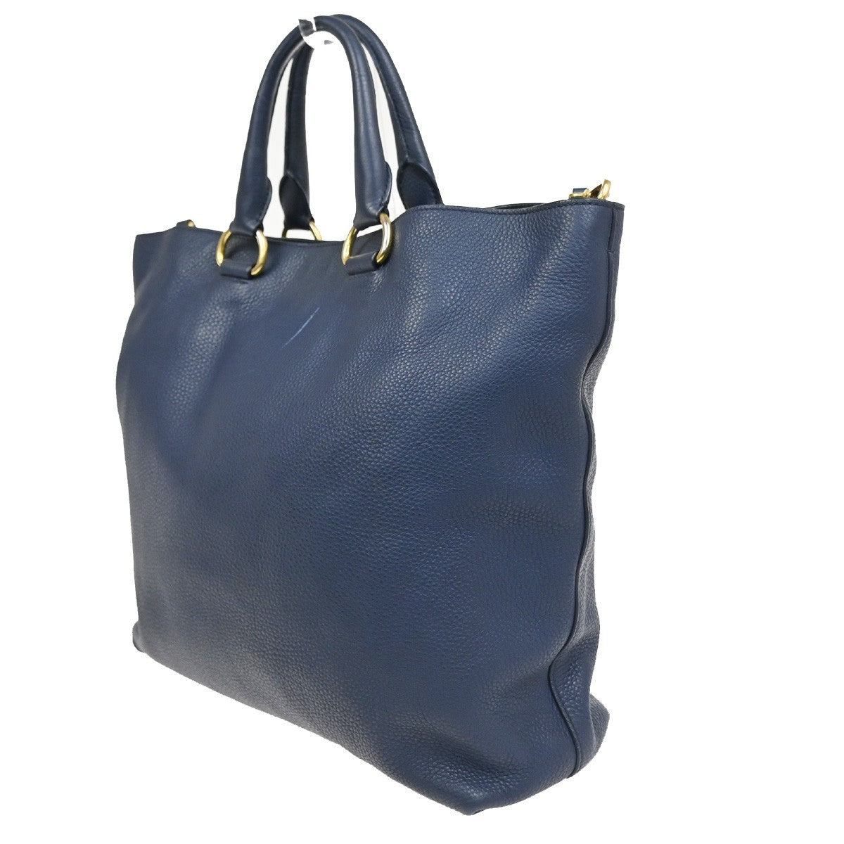 Prada Shopping Tote Vitello Daino Navy Leather Tote Bag Bag (Authentic Pre-Loved)