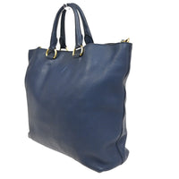 Prada Shopping Tote Vitello Daino Navy Leather Tote Bag Bag (Authentic Pre-Loved)