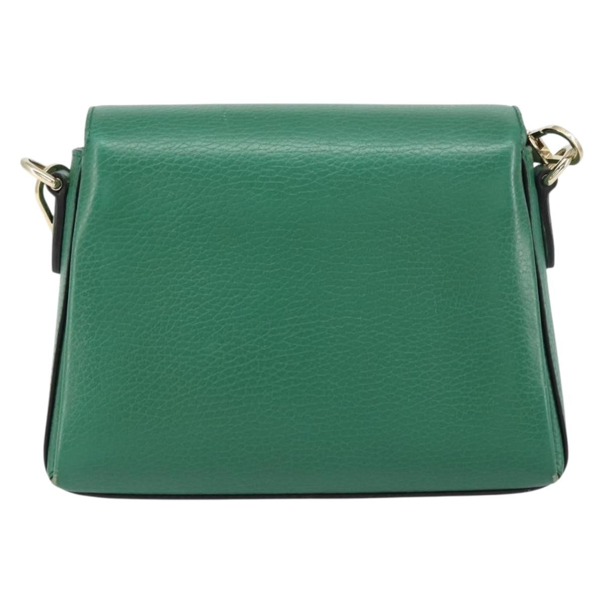 Gucci Interlocking Chain Crossbody Bag Leather Green Leather Shoulder Bag Bag (Authentic Pre-Loved)