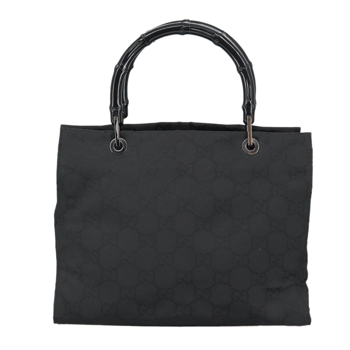 Gucci Vintage Bamboo Handle Tote Gg Nylon Black Nylon Tote Bag Bag (Pre-Loved)