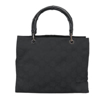 Gucci Vintage Bamboo Handle Tote Gg Nylon Black Nylon Tote Bag Bag (Pre-Loved)