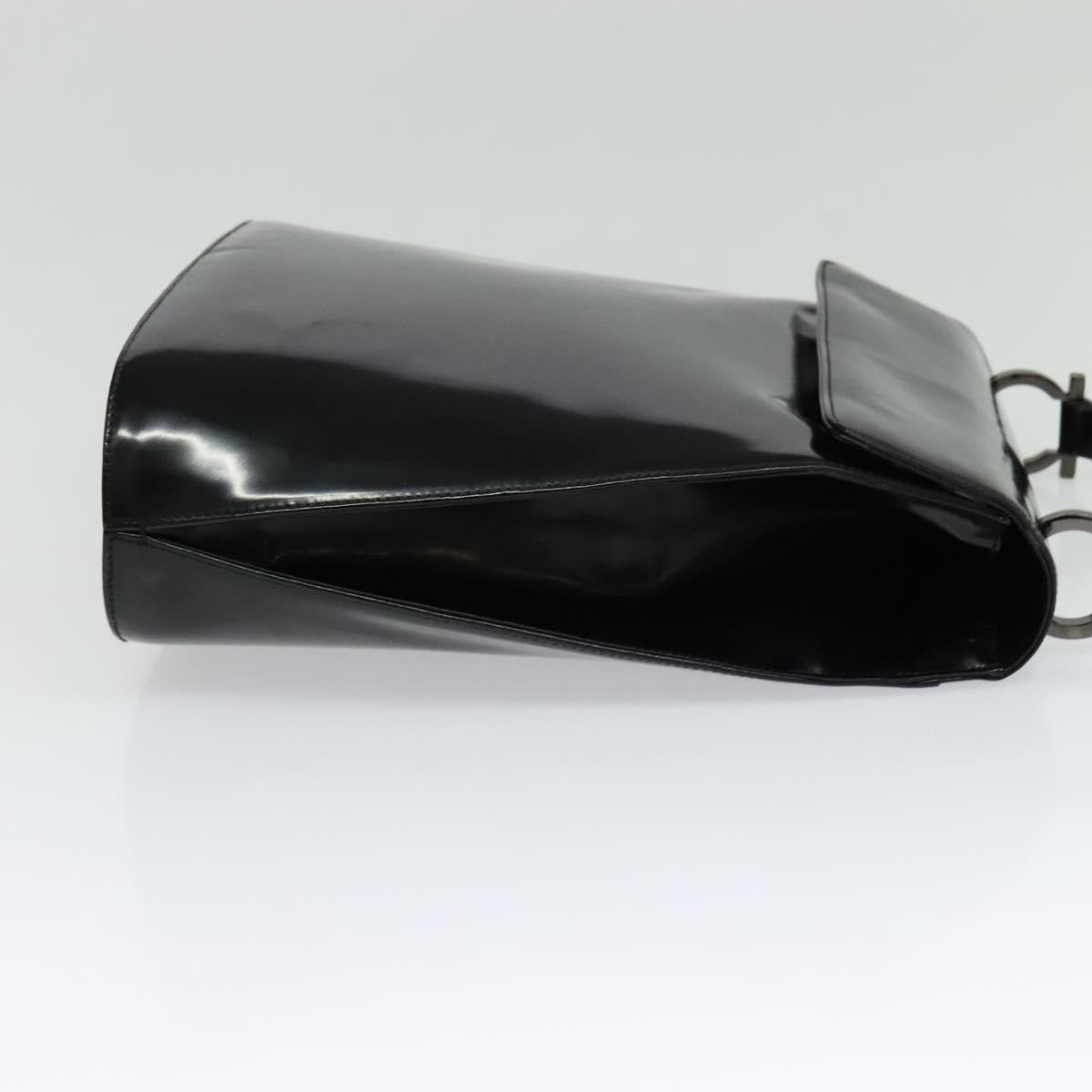 Salvatore Ferragamo Gancini Shoulder Bag Patent Leather Black Patent_Leather Shoulder Bag Bag (Authentic Pre-Loved)