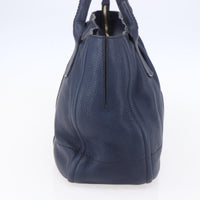 Salvatore Ferragamo Izzie Gancini Embossed Tote Soft Calf Blue Leather Tote Bag Bag (Pre-Loved)