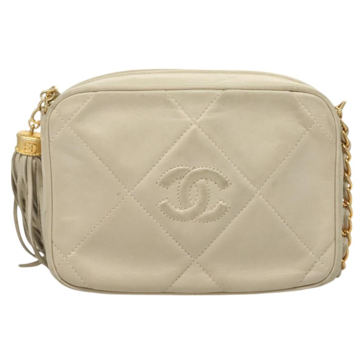 Chanel Vintage Diamond Cc Camera Bag Quilted Lambskin Beige Leather Shoulder Bag Bag (Authentic Pre-Loved)