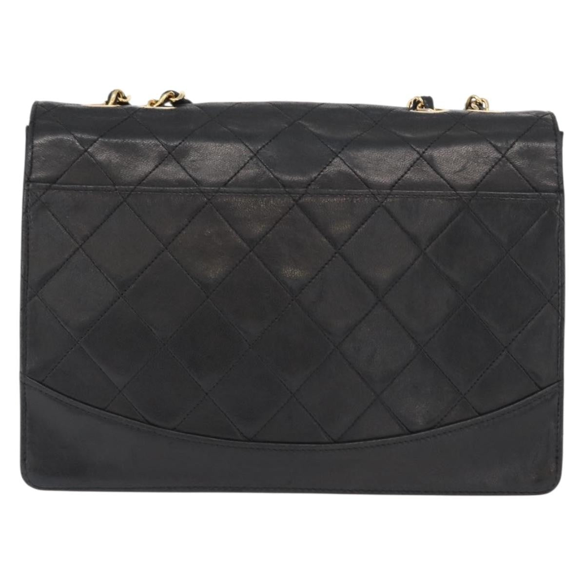 Chanel Vintage Mademoiselle Lock Trapezoid Flap Bag Quilted Lambskin Black Leather Shoulder Bag Bag (Authentic Pre-Loved)