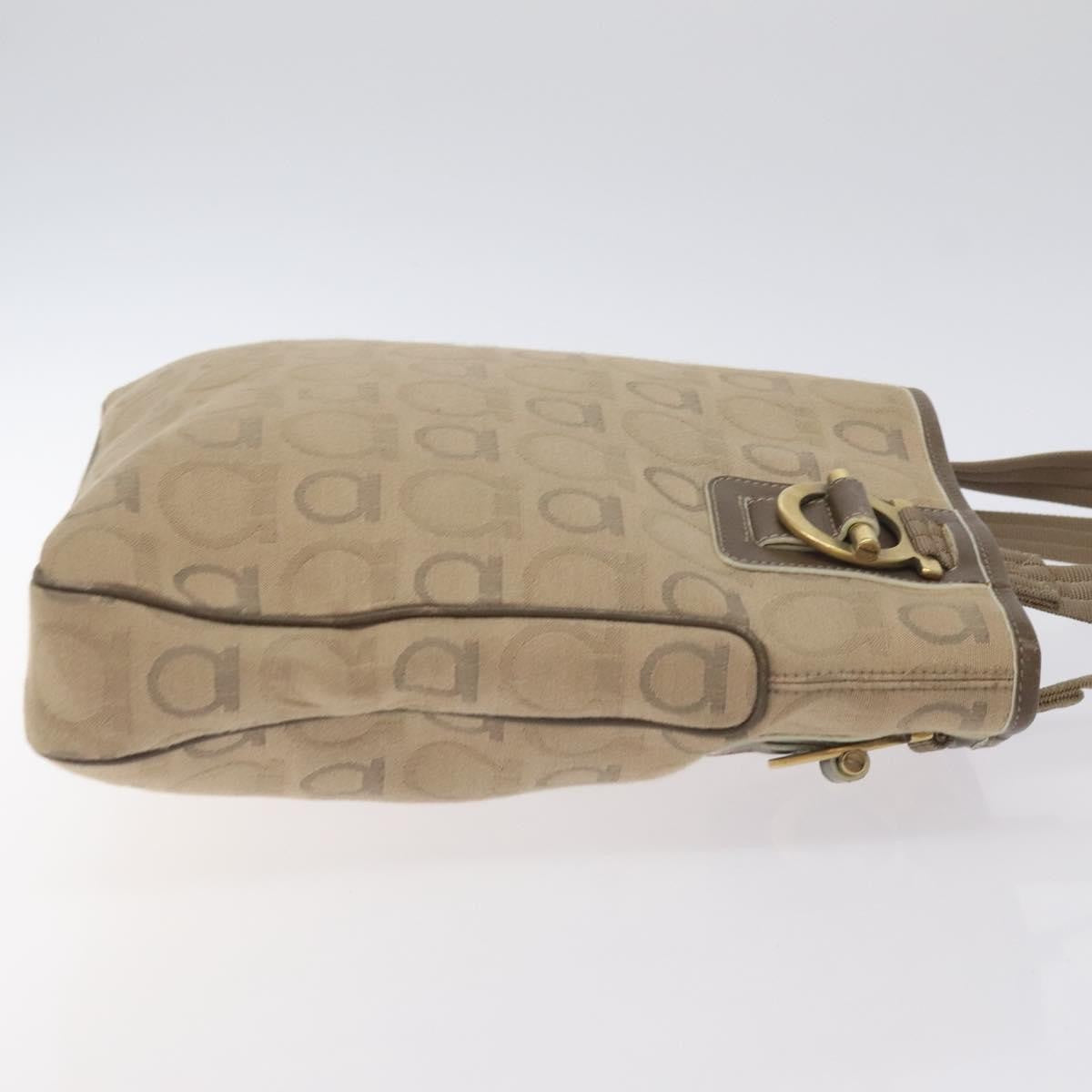 Salvatore Ferragamo Gancini Tote Gancini Canvas Beige Canvas Tote Bag Bag (Pre-Loved)