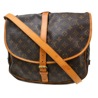 Louis Vuitton Saumur Handbag Monogram Canvas Brown Canvas Shoulder Bag Bag (Pre-Loved)