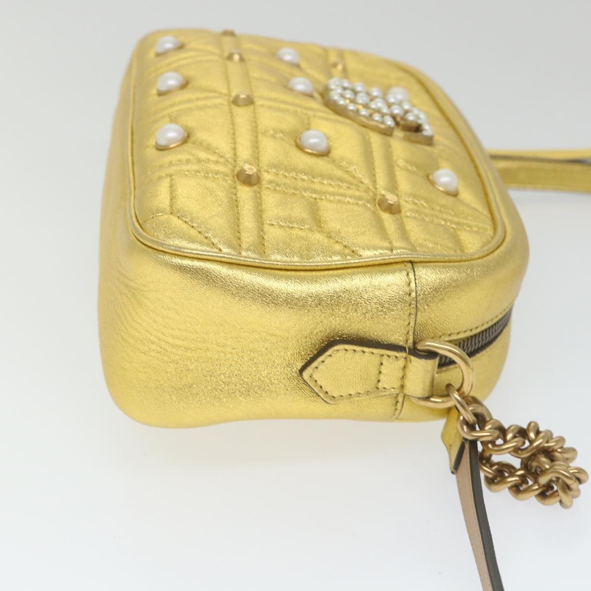 Gucci Gg Marmont Shoulder Bag Leather Gold Leather Shoulder Bag Bag (Authentic Pre-Loved)