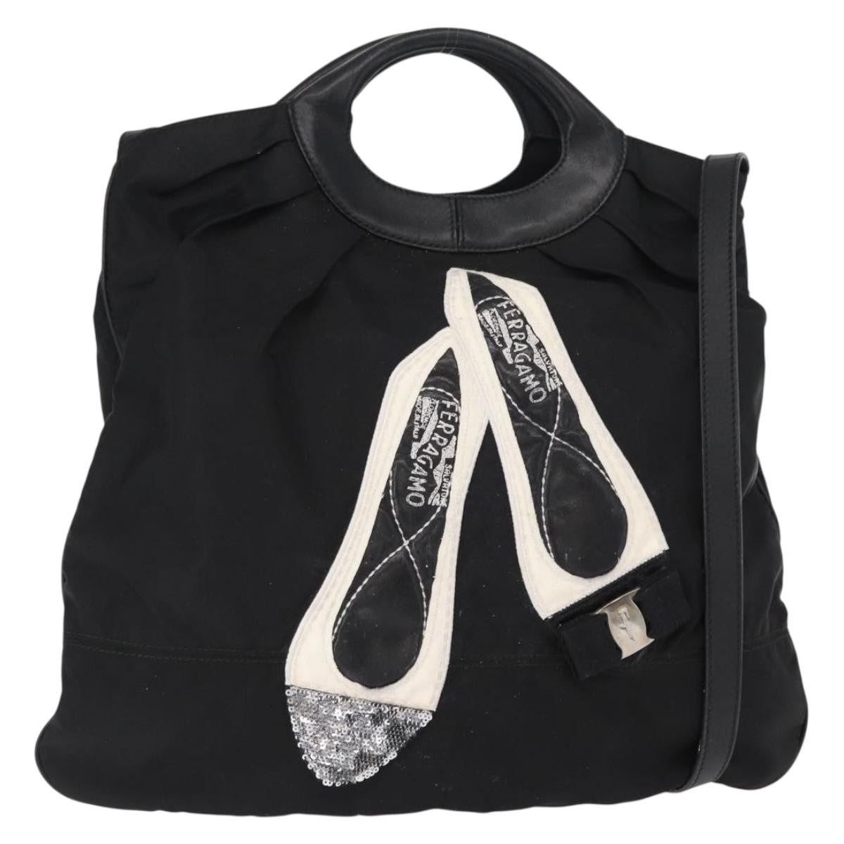 Salvatore Ferragamo Vala Tote Nylon Black Nylon Tote Bag Bag (Pre-Loved)