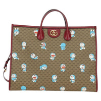 Gucci Doraemon Tote Printed Mini Gg Coated Canvas Beige Canvas Tote Bag Bag (Pre-Loved)