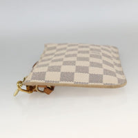 Louis Vuitton Neverfull Pochette Damier White Canvas Clutche & Pouche Bag (Authentic Pre-Loved)