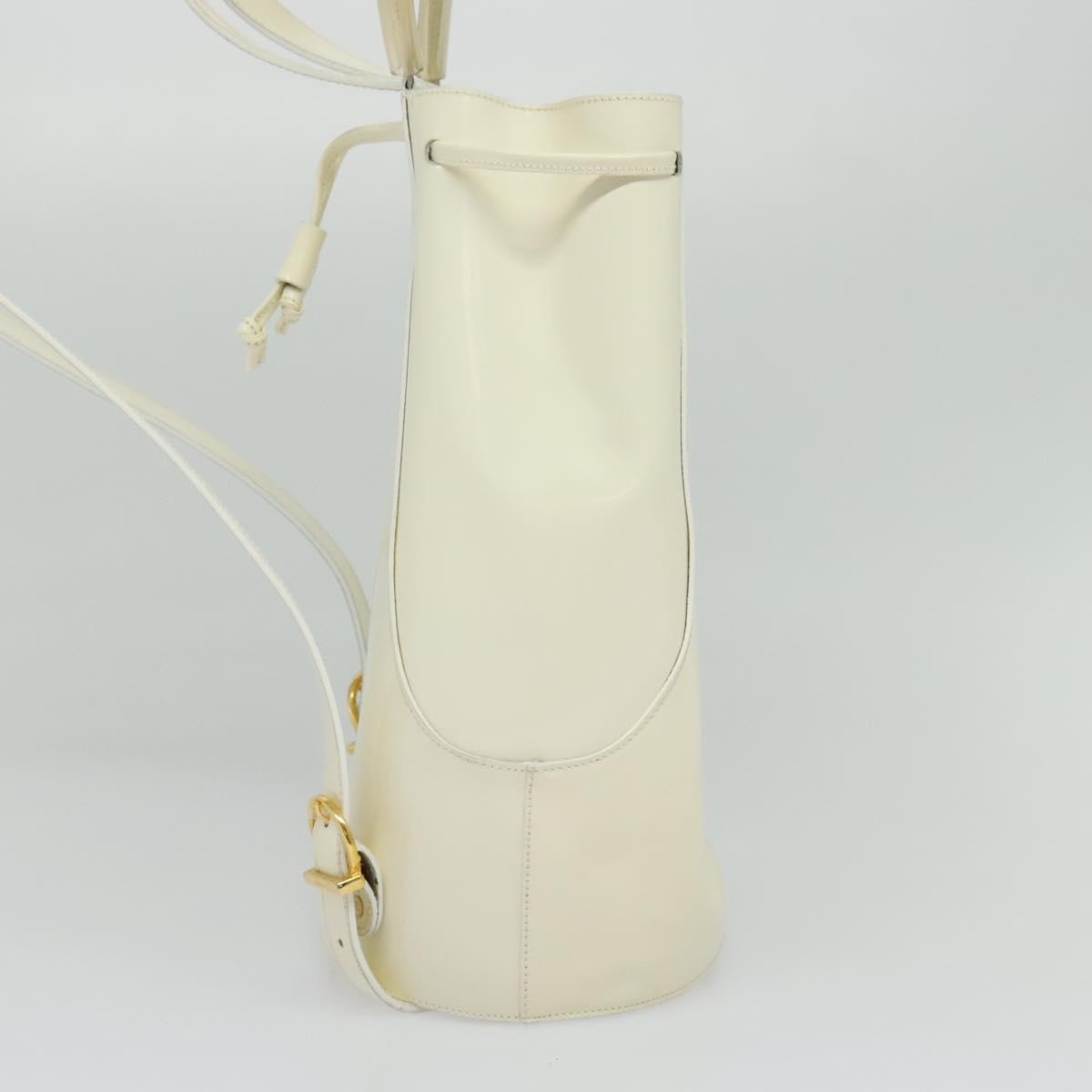 Salvatore Ferragamo Vintage Gancini Backpack Patent Leather White Patent_Leather Backpack Bag (Authentic Pre-Loved)