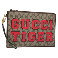 Gucci Vintage Web Sherry Line Handbag Canvas Beige Pvc Clutche & Pouche Bag (Authentic Pre-Loved)