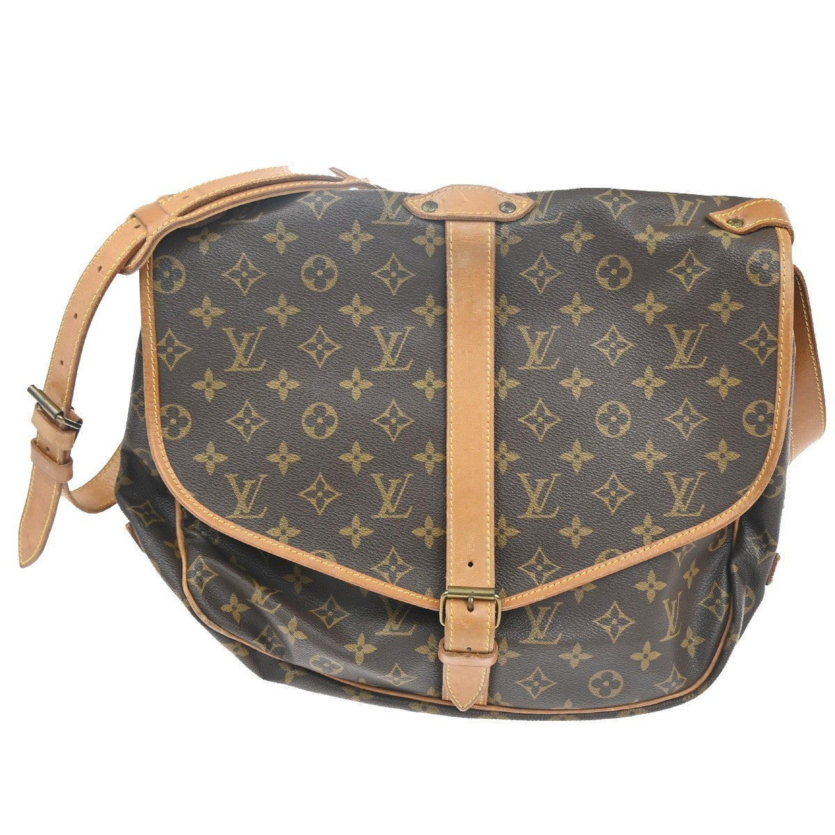 Louis Vuitton Saumur Handbag Monogram Canvas Brown Canvas Shoulder Bag Bag (Pre-Loved)