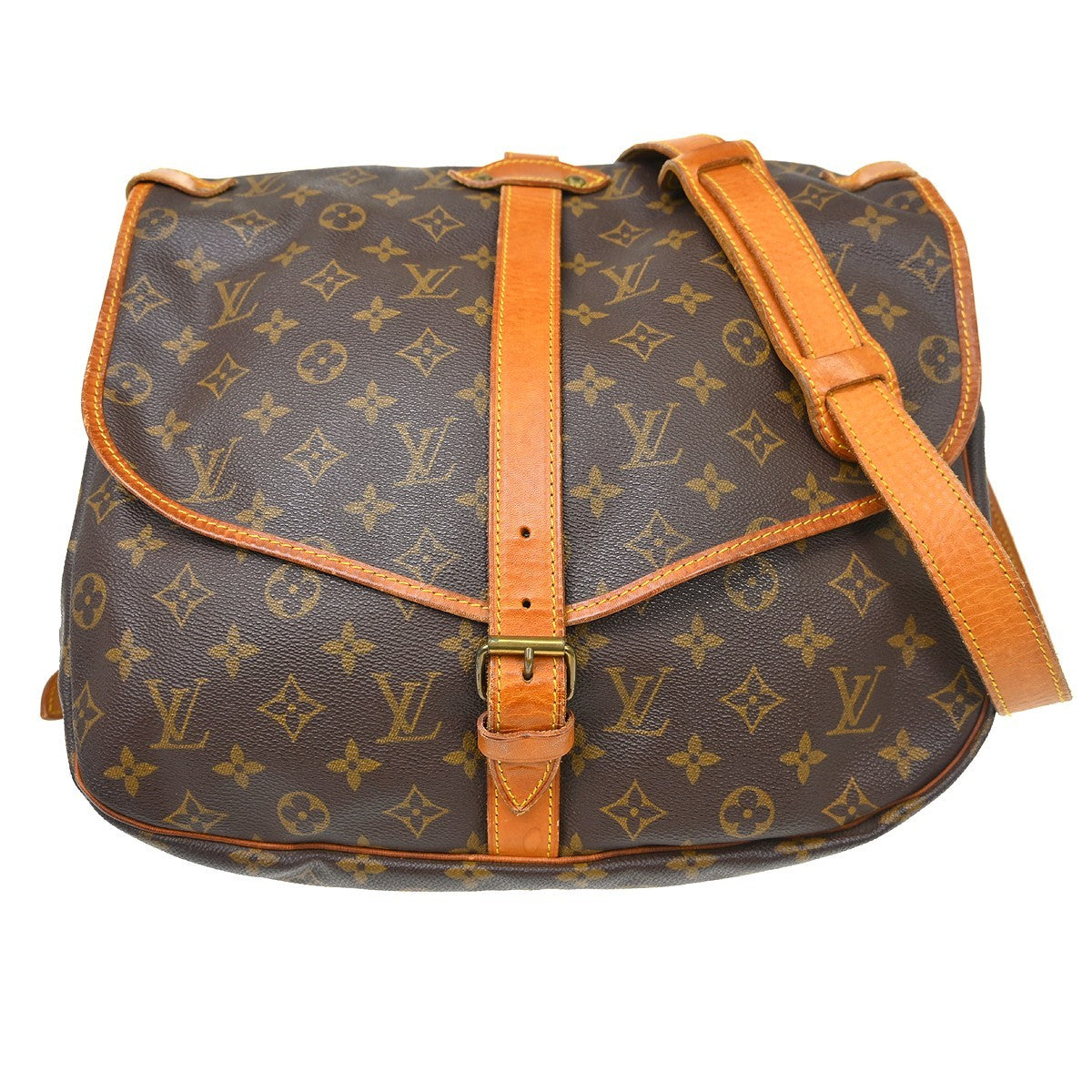 Louis Vuitton Louis Vuitton Saumur Handbag Monogram Canvas Brown Canvas Shoulder Bag Bag (Authentic Pre-Loved)