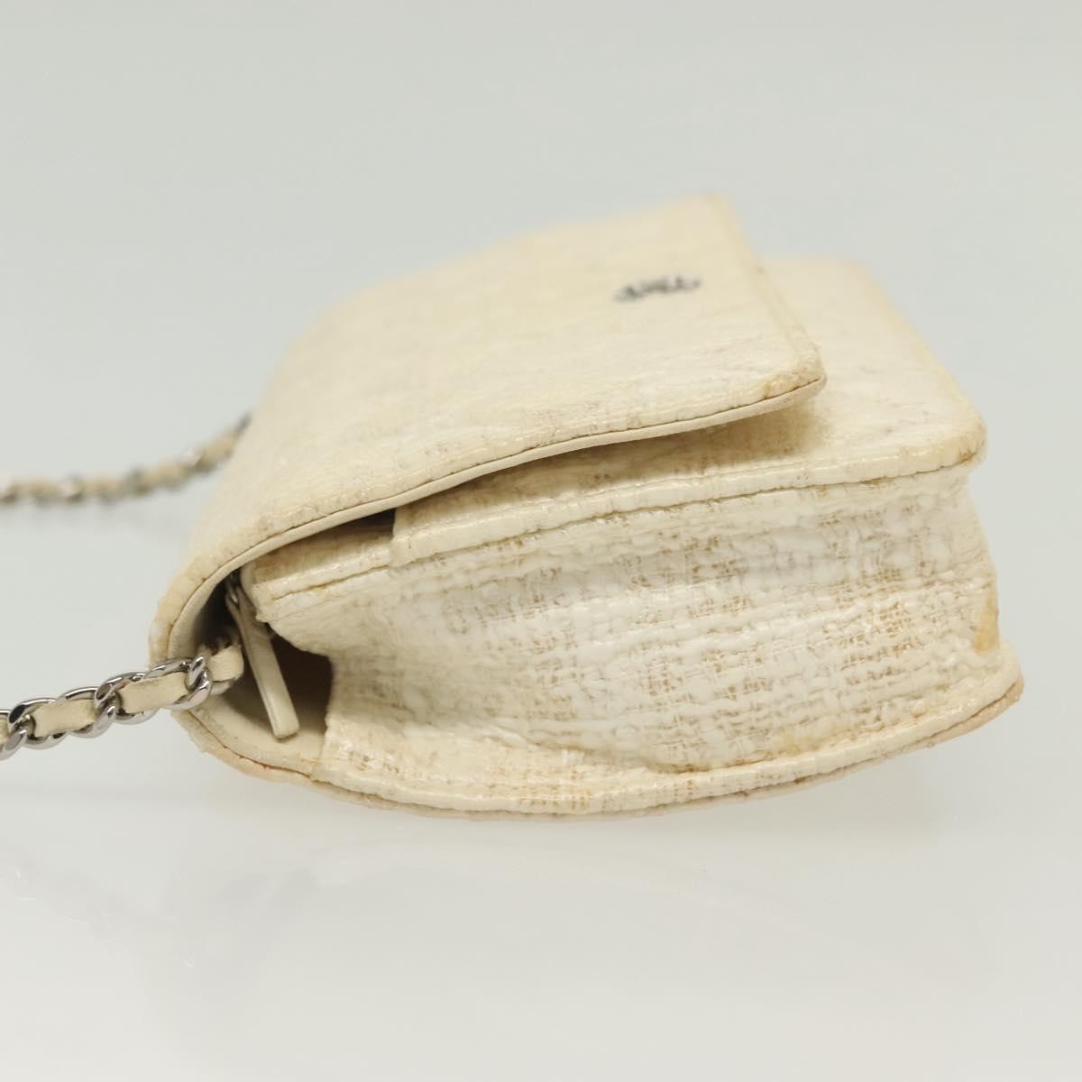 Chanel Wallet On Chain Tweed White Tweed Shoulder Bag Bag (Pre-Loved)