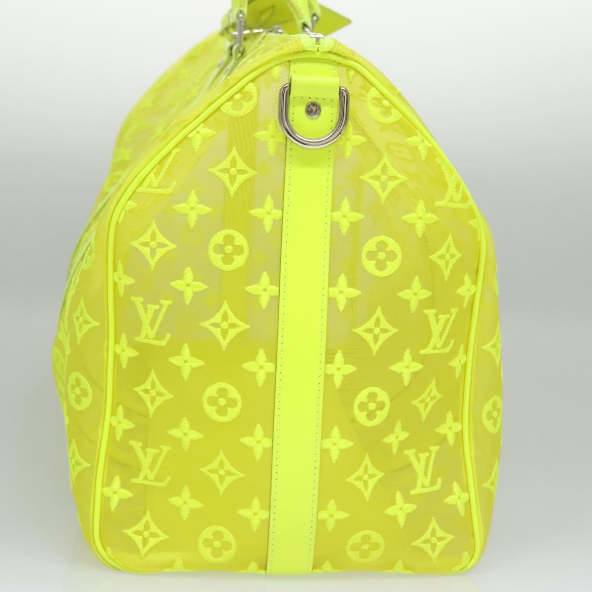 Louis Vuitton Keepall Bandouliere Bag Monogram See Through Mesh Yellow Canvas Travel Bag Bag (Pre-Loved)