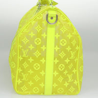 Louis Vuitton Keepall Bandouliere Bag Monogram See Through Mesh Yellow Canvas Travel Bag Bag (Pre-Loved)