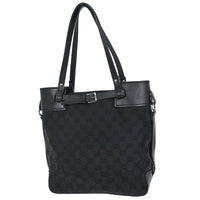 Gucci Belted Bucket Tote Gg Canvas With Leather Black Canvas Tote Bag Bag (Authentic Pre-Loved)