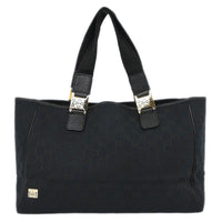 Gucci Web Handle Buckle Tote Gg Canvas Black Canvas Tote Bag Bag (Pre-Loved)