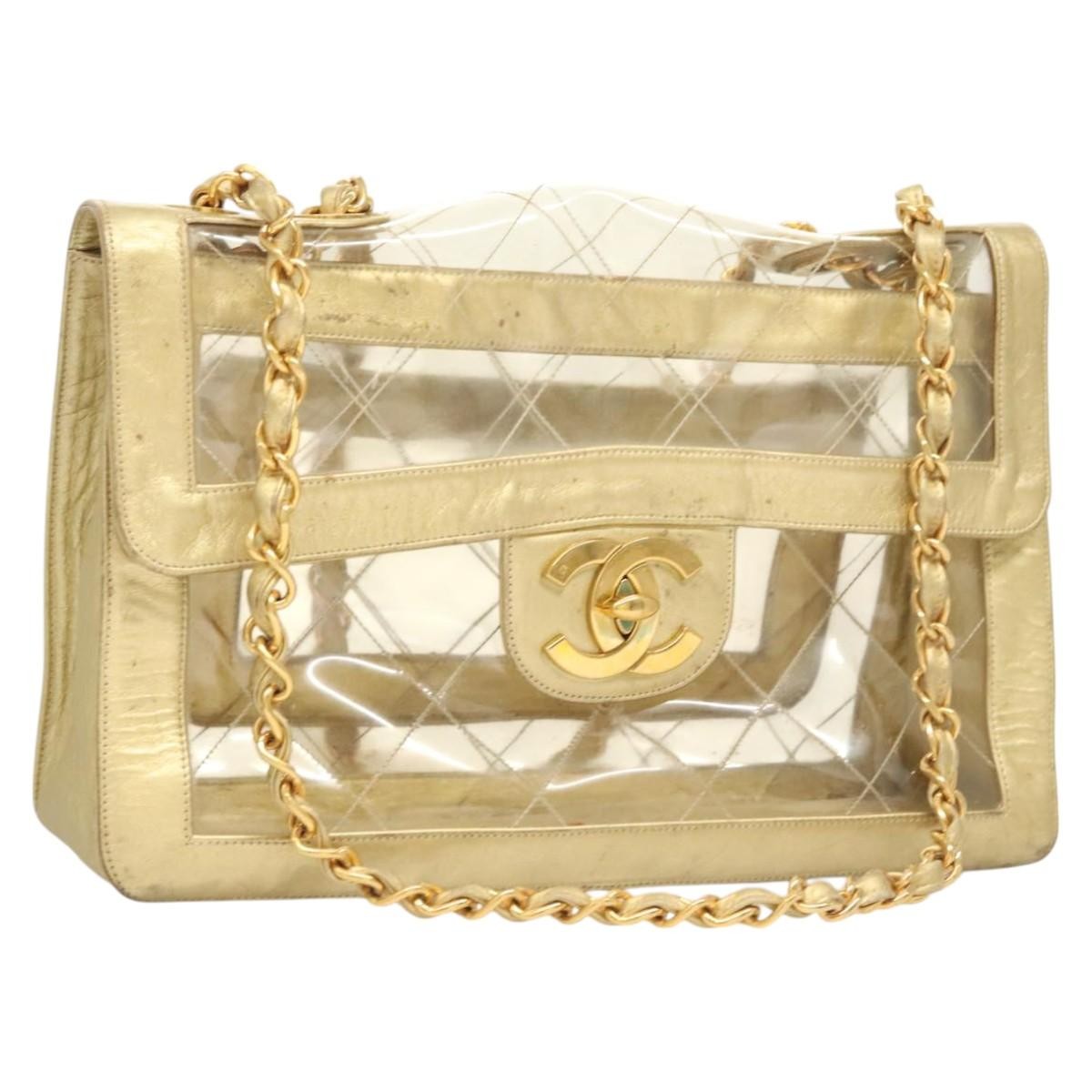 Chanel Classic Single Flap Bag Quilted Applique Vinyl Clear Vinyl Bag (Authentic Pre-Loved)