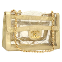 Chanel Classic Single Flap Bag Quilted Applique Vinyl Clear Vinyl Bag (Authentic Pre-Loved)