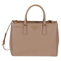 Prada Double Zip Lux Tote Saffiano Leather Pink Leather Tote Bag Bag (Authentic Pre-Loved)