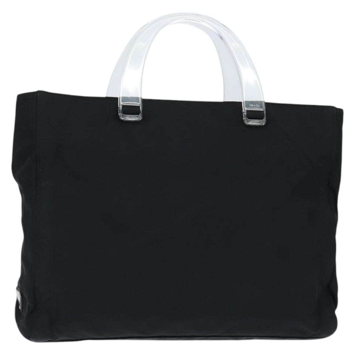 Prada Resin Handle Tote Tessuto Black Nylon Tote Bag Bag (Authentic Pre-Loved)