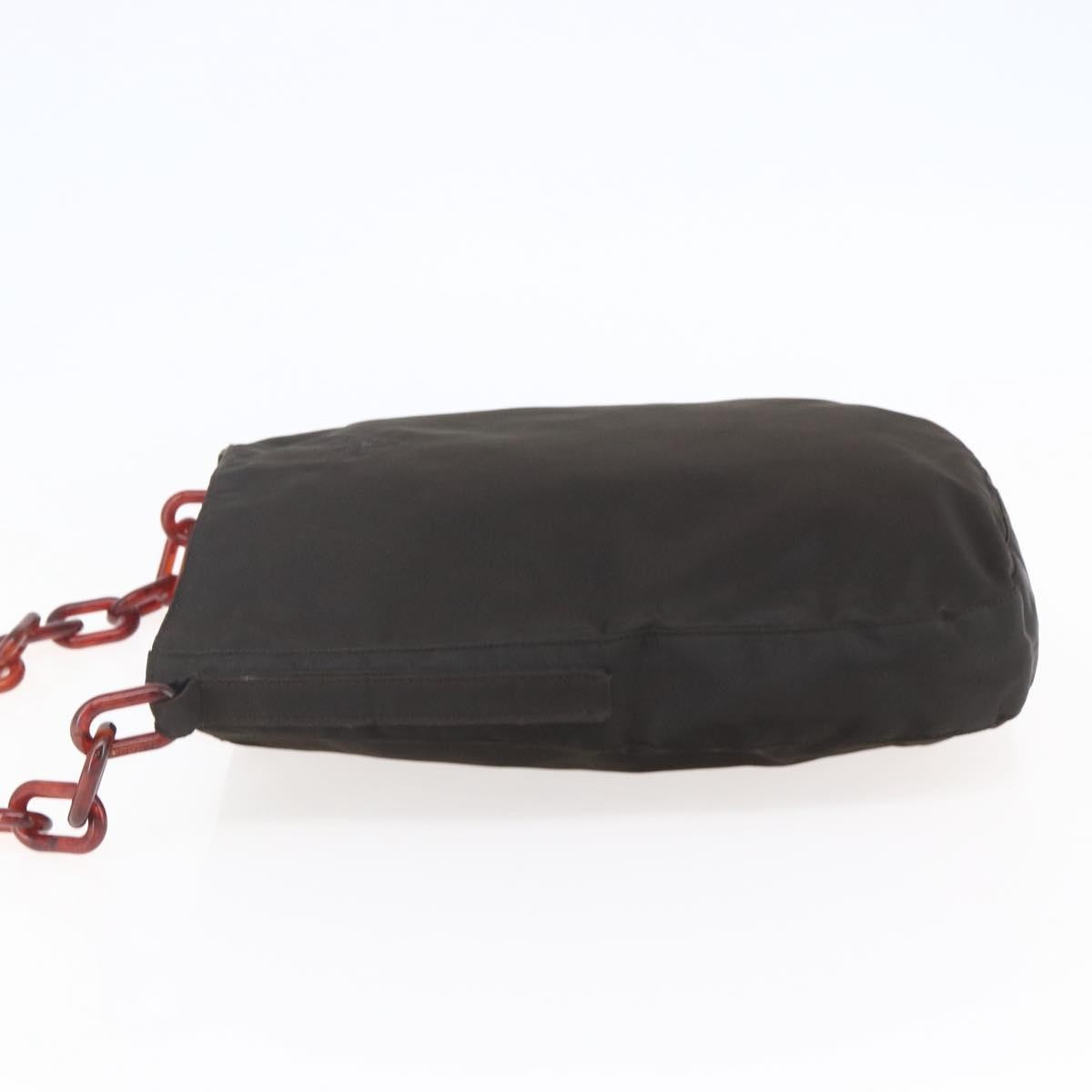Prada Resin Chain Shoulder Bag Nylon Brown Nylon Shoulder Bag Bag (Pre-Loved)