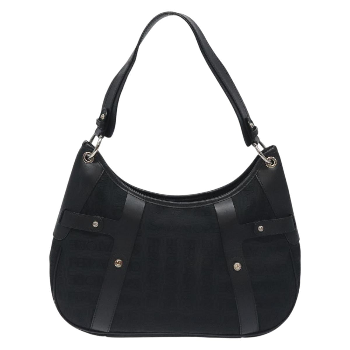 Salvatore Ferragamo Shoulder Bag Canvas Black Canvas Shoulder Bag Bag (Pre-Loved)