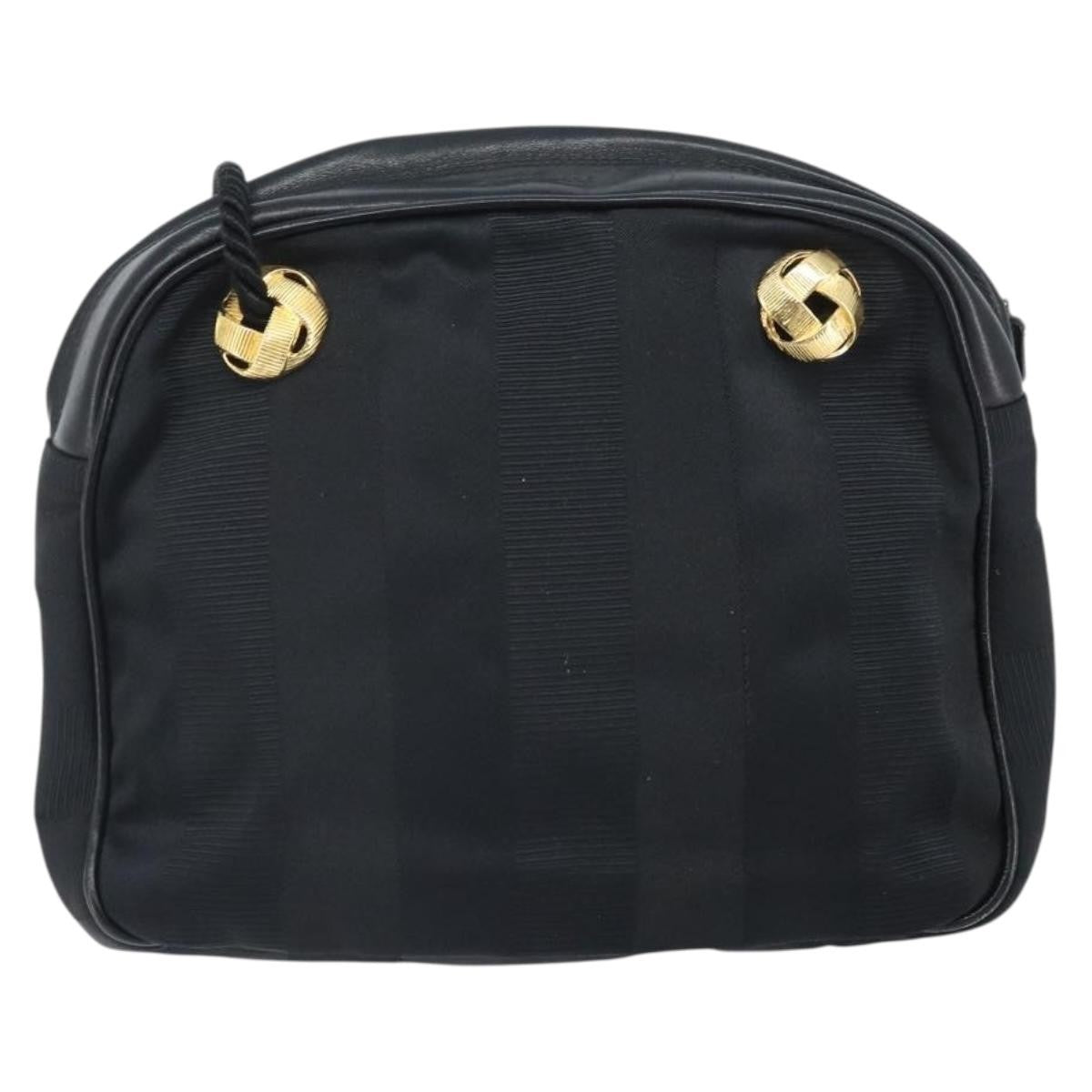 Salvatore Ferragamo Vintage Shoulder Bag Canvas Black Canvas Shoulder Bag Bag (Pre-Loved)