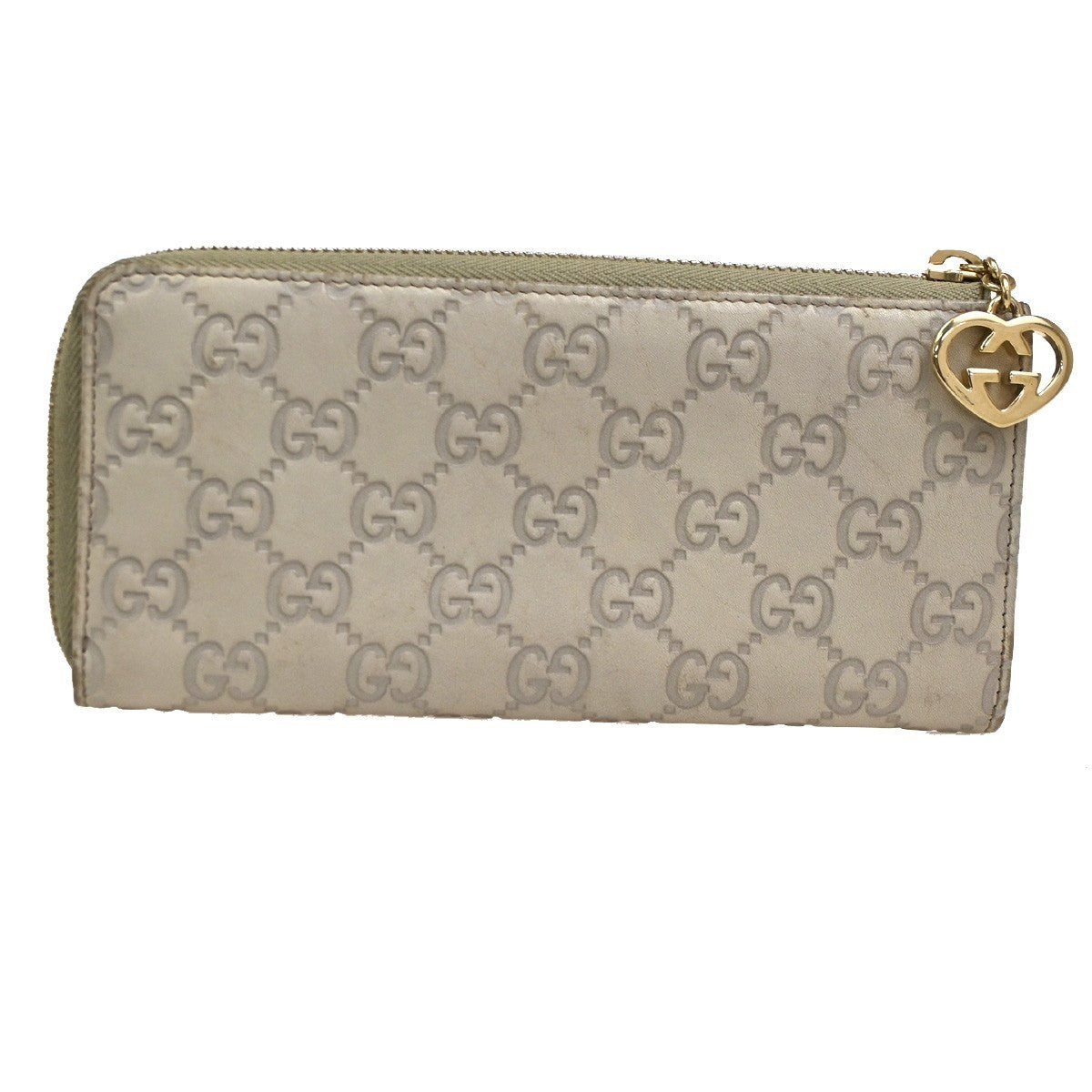 Gucci Interlocking G Zip Around Wallet (Outlet) Leather Beige Leather Wallets Accessory (Pre-Loved)