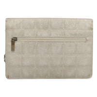 Chanel Travel Line Wallet On Chain Quilted Nylon Silver Nylon Bag (Authentic Pre-Loved)