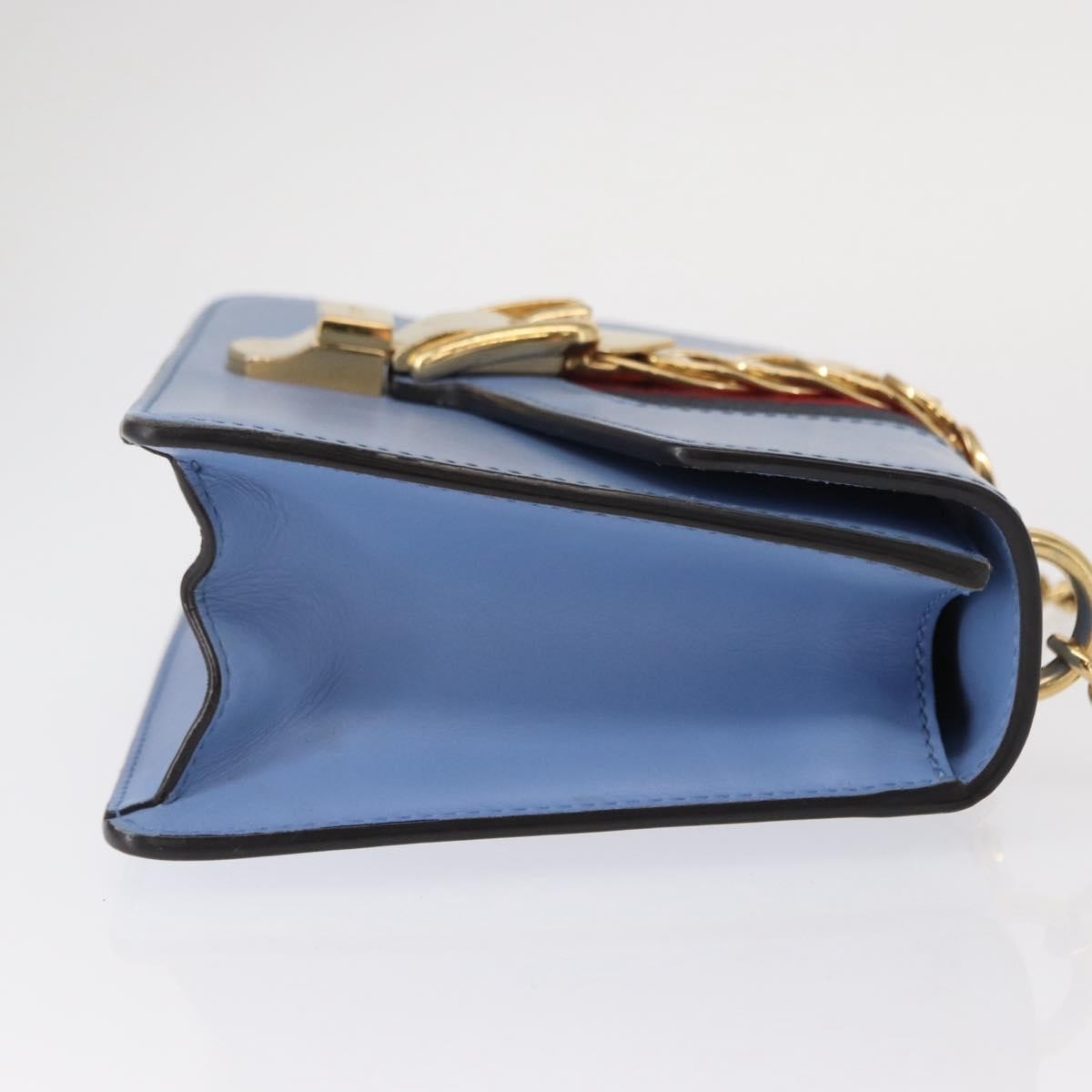 Gucci Sylvie Chain Shoulder Bag Leather Blue Leather Shoulder Bag Bag (Pre-Loved)