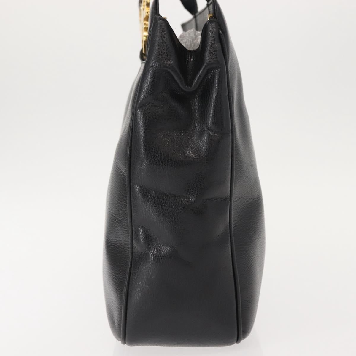 Salvatore Ferragamo Gancini Tote Leather Black Leather Tote Bag Bag (Authentic Pre-Loved)