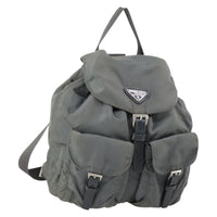 Prada Double Front Pocket Backpack Tessuto Gray Nylon Backpack Bag (Authentic Pre-Loved)