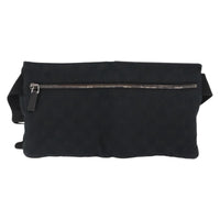 Gucci Vintage Double Belt Bag Gg Canvas With Leather Black Canvas Shoulder Bag Bag (Authentic Pre-Loved)