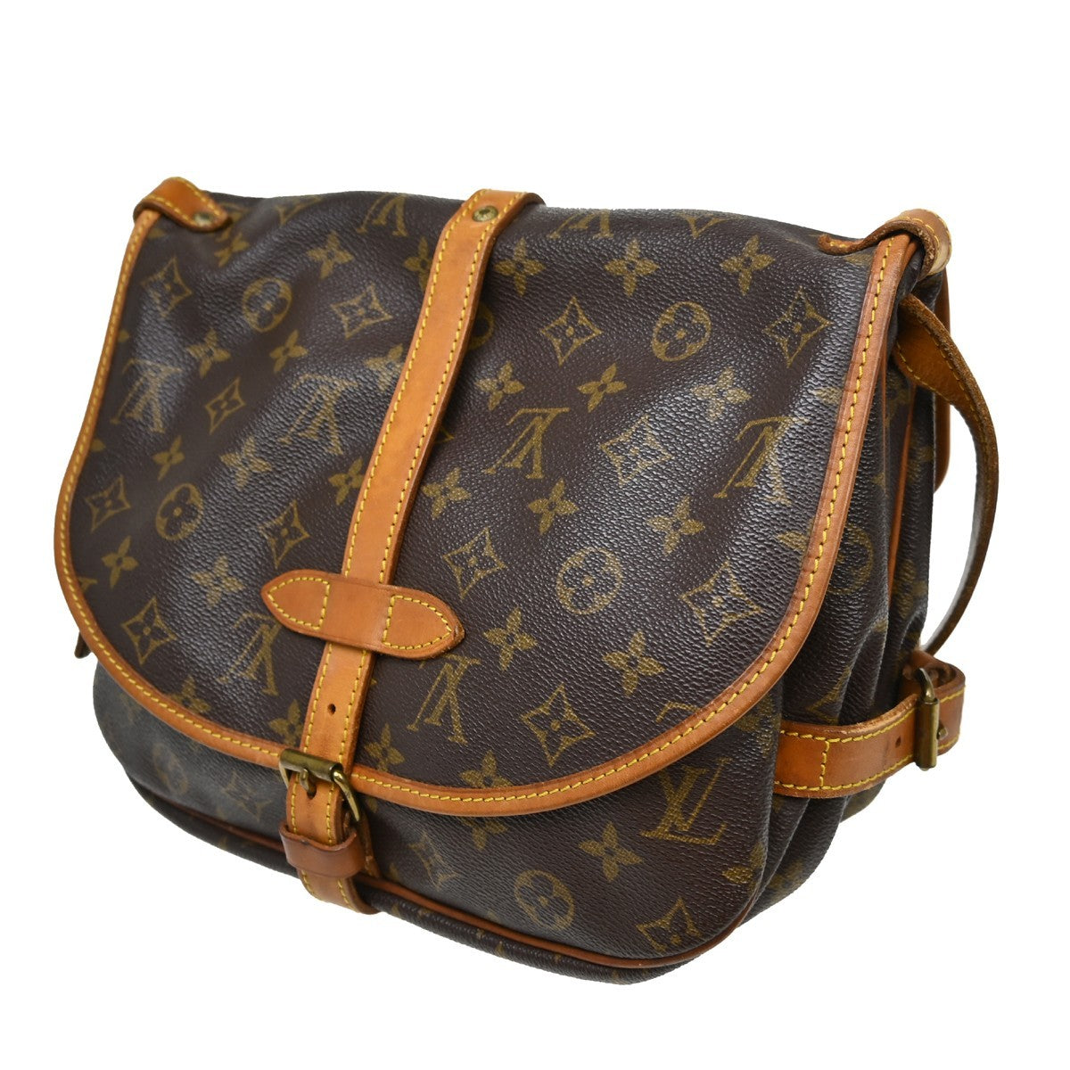 Louis Vuitton Saumur Handbag Monogram Canvas Brown Canvas Shoulder Bag Bag (Authentic Pre-Loved)