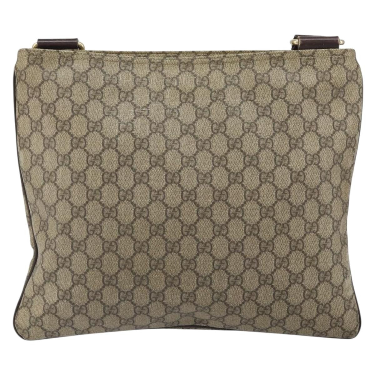 Gucci Zip Top Messenger Bag Gg Coated Canvas Beige Pvc Shoulder Bag Bag (Authentic Pre-Loved)