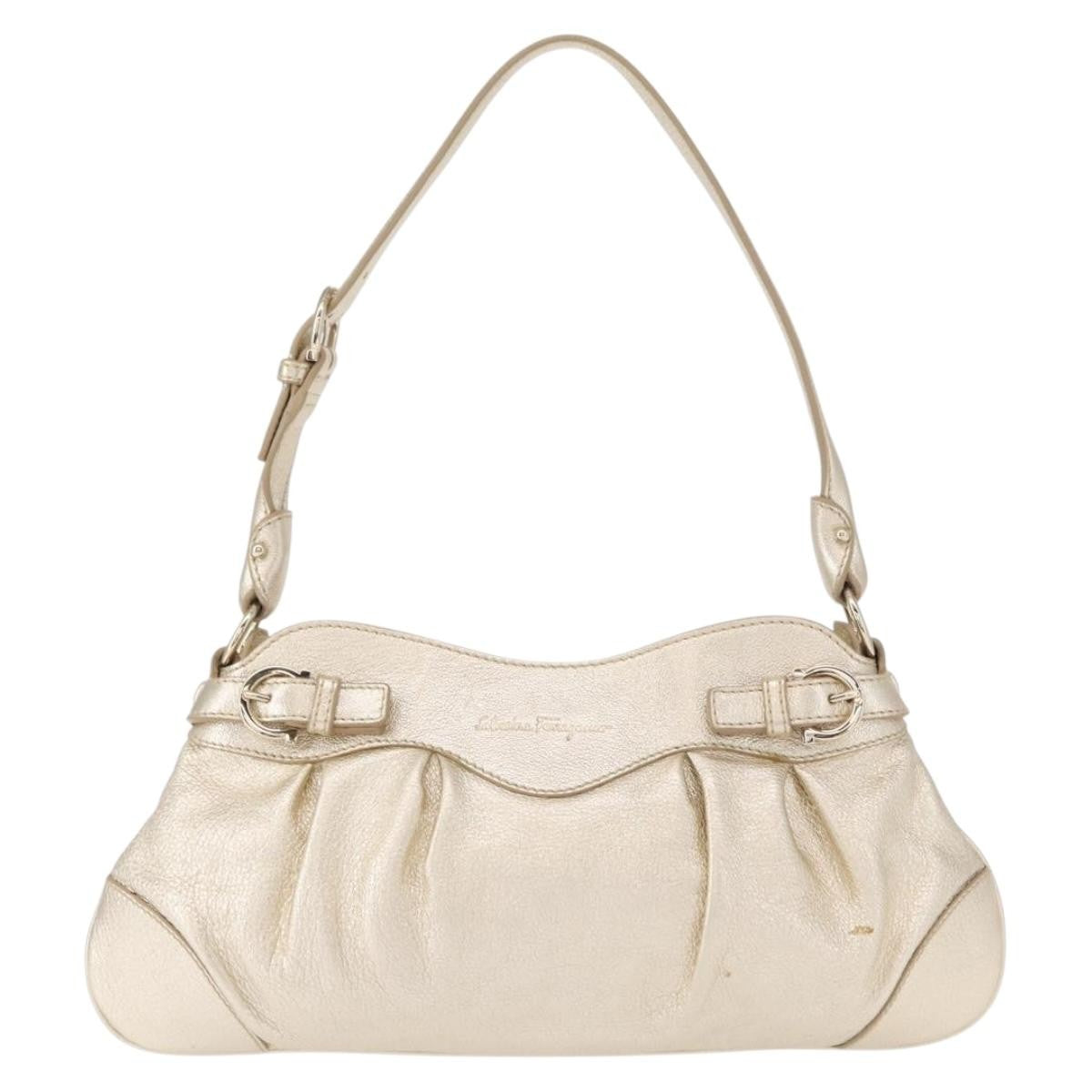 Salvatore Ferragamo Gancini Shoulder Bag Leather Gold Leather Shoulder Bag Bag (Authentic Pre-Loved)