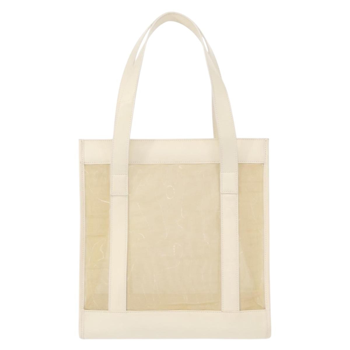 Gucci Vintage Tote Vinyl Beige Plastic Tote Bag Bag (Pre-Loved)