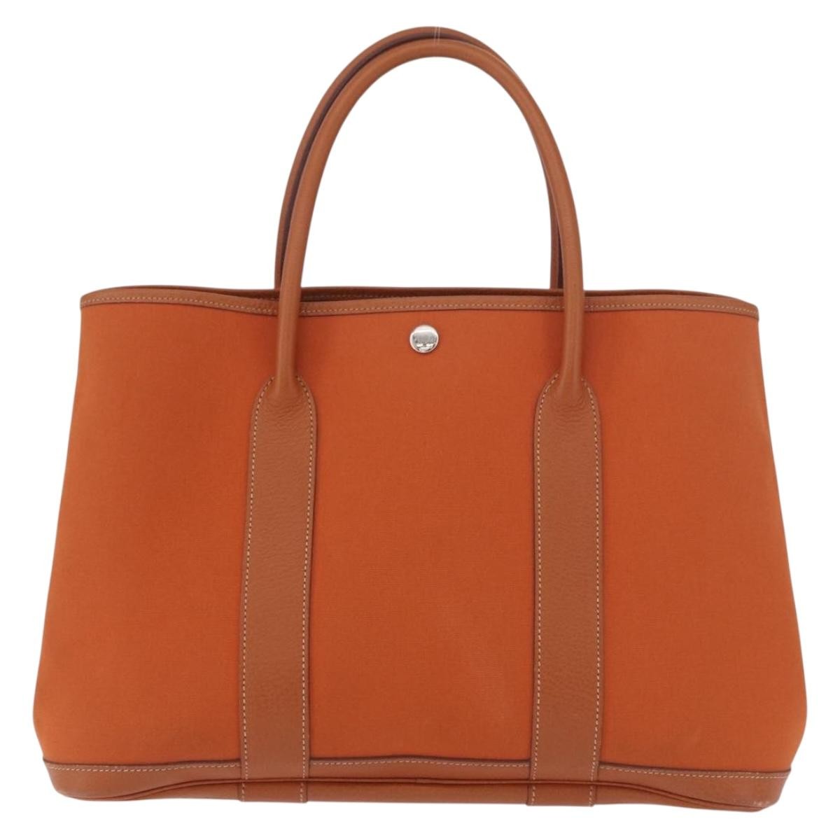 Hermes Garden Party Tote Toile And Leather Orange Canvas Tote Bag Bag (Pre-Loved)