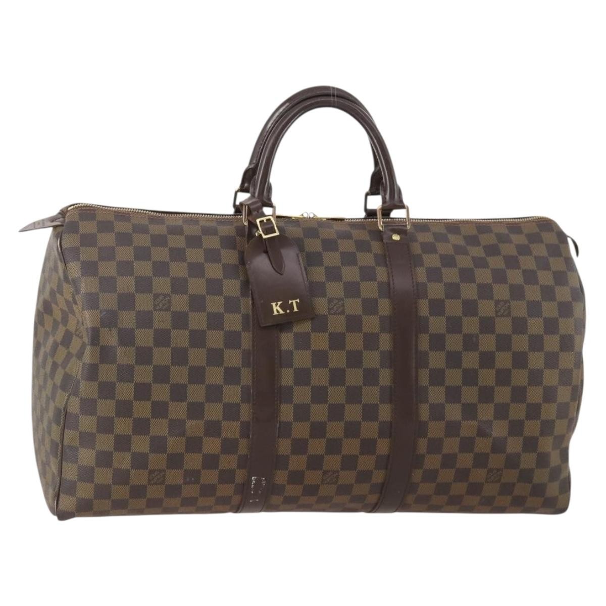 Louis Vuitton Keepall Bag Damier Brown Canvas Travel Bag Bag (Authentic Pre-Loved)