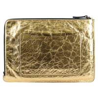 Chanel Feminine Pouch Crinkled Leather Gold Leather Clutche & Pouche Bag (Pre-Loved)