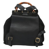 Gucci Vintage Bamboo Backpack Suede And Leather Black Suede Backpack Bag (Authentic Pre-Loved)