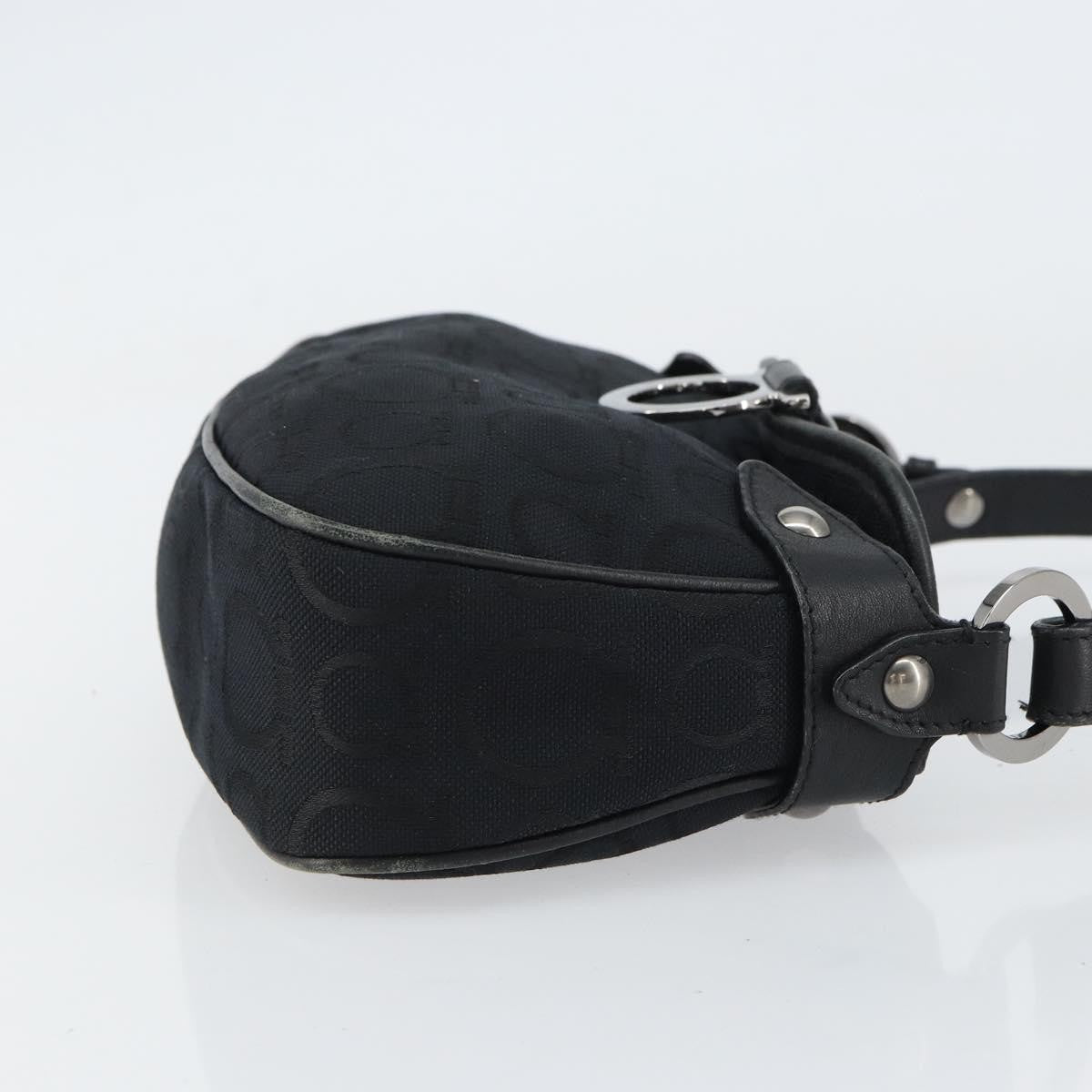 Salvatore Ferragamo Gancini Shoulder Bag Canvas Black Canvas Shoulder Bag Bag (Authentic Pre-Loved)