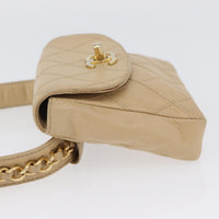 Chanel Cc Flap Belt Bag Quilted Lambskin Beige Leather Clutche & Pouche Bag (Authentic Pre-Loved)