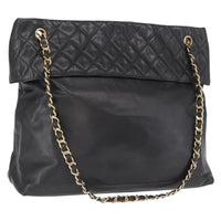 Chanel Chain Tote Leather Black Leather Handbag (Authentic Pre-Loved)