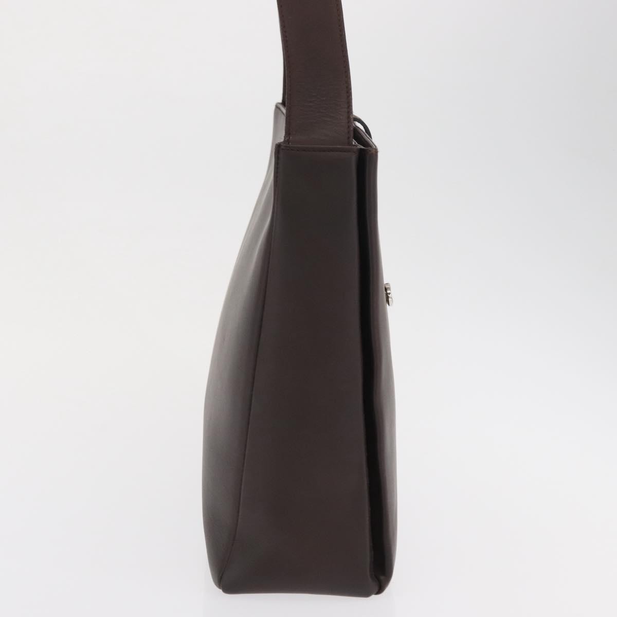 Salvatore Ferragamo Gancini Shoulder Bag Leather Brown Leather Shoulder Bag Bag (Pre-Loved)