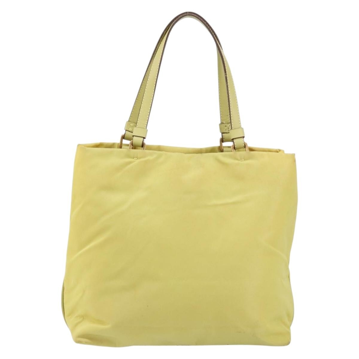 Prada Vintage Tote Nylon Yellow Nylon Tote Bag Bag (Authentic Pre-Loved)